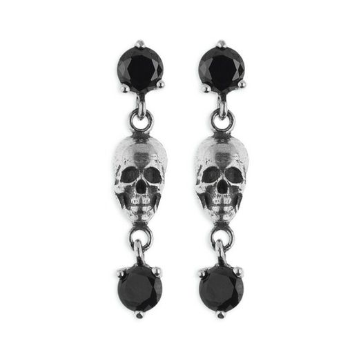 CAE2 Pendientes Plata de Palo Skull calaveras y circonitas