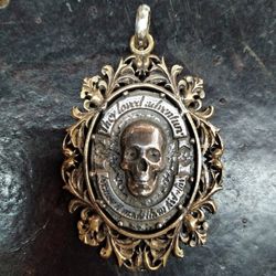 CAN9 Colgante unisex Plata de Palo calavera de plata y bronce