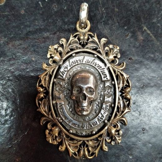 CAN9 Colgante unisex Plata de Palo calavera de plata y bronce