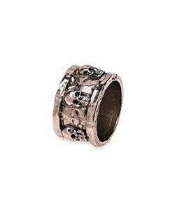 CAR22B Anillo Plata de Palo ancho de bronce con calaveras