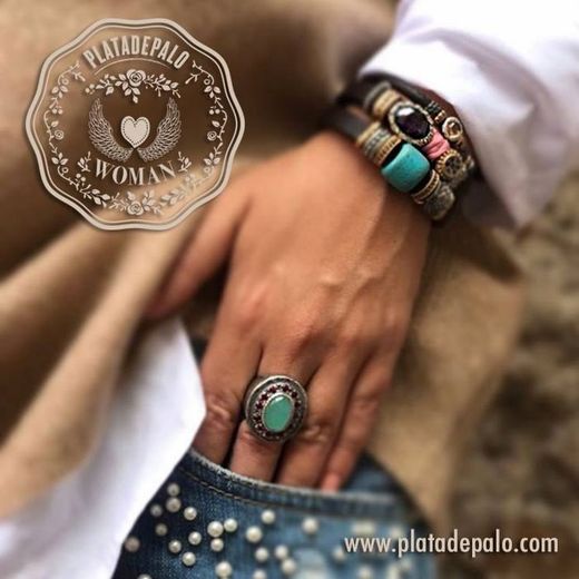 CB77 Pulsera mujer Plata de Palo combinada azul resina
