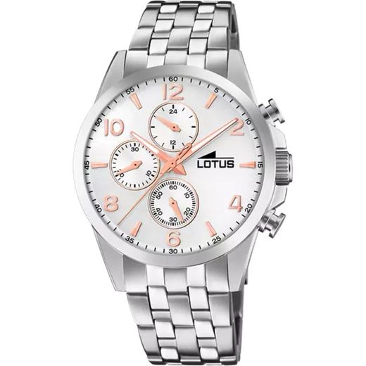 Reloj Lotus CHRONO 18629/1 de hombre caja y correa de acero 316L color gris plata