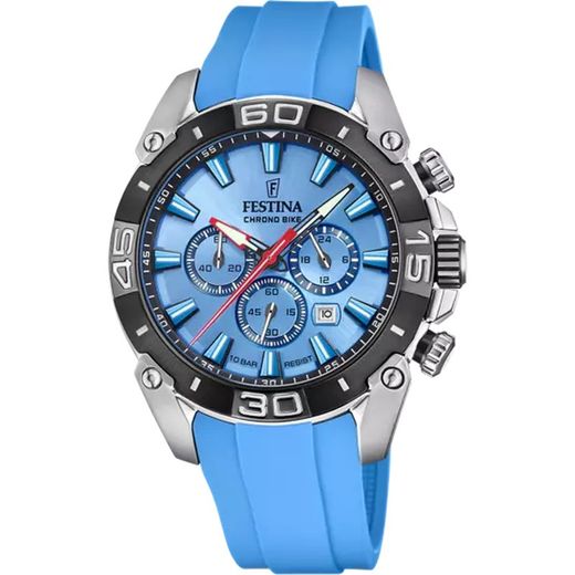 Reloj Festina de hombre CHRONO BIKE F20544/6 caja de acero inoxidable 316L esfera y correa azul