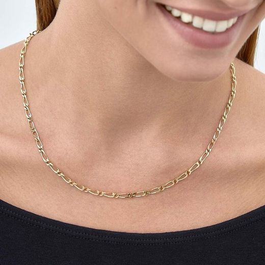 CO//312 Cadena hueca unisex de 45cm en oro de 18k modelo 1x1 muy discreta y elegante