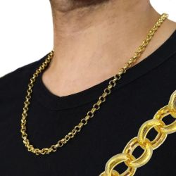 CO//63 Cadena Rolo hueca de oro 18 kt unisex de 50cm de largo una joya fina y elegante