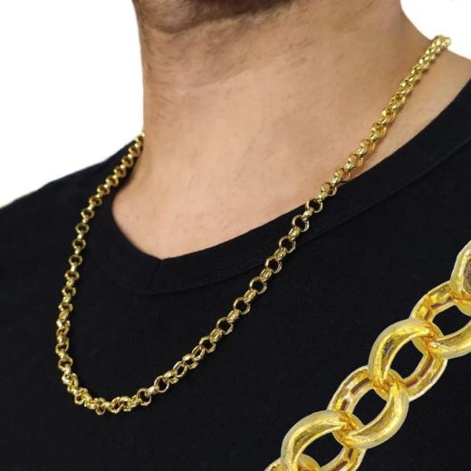 CO//63 Cadena Rolo hueca de oro 18 kt unisex de 50cm de largo una joya fina y elegante