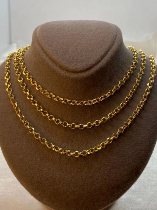 CO//63 Cadena Rolo hueca de oro 18 kt unisex de 50cm de largo una joya fina y elegante