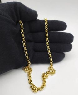 CO//63 Cadena Rolo hueca de oro 18 kt unisex de 50cm de largo una joya fina y elegante