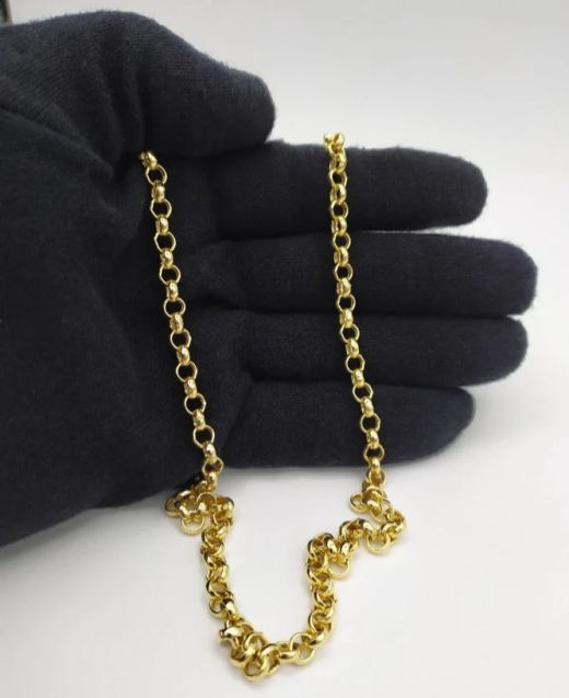 CO//63 Cadena Rolo hueca de oro 18 kt unisex de 50cm de largo una joya fina y elegante
