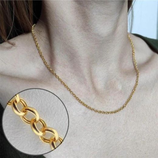 CO//63 Cadena Rolo hueca de oro 18 kt unisex de 50cm de largo una joya fina y elegante