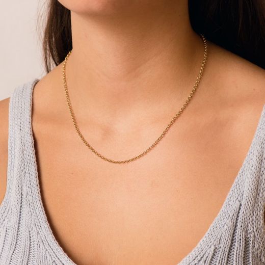 CO//63 Cadena Rolo hueca de oro 18 kt unisex de 50cm de largo una joya fina y elegante