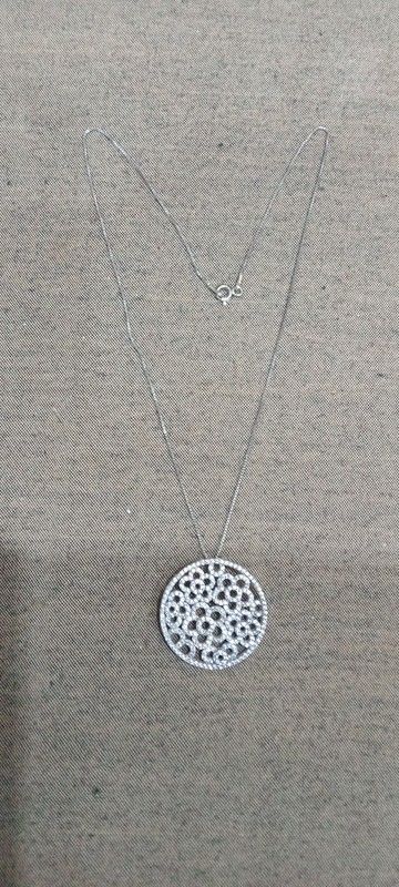 B96 Colgante circular de plata 1ª ley 925 de mujer con circonitas muy bonito y elegante