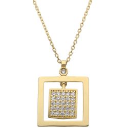 Colgante oro amarillo de 18K con forma de cuadrados y circonitas engastadas