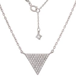 Colgante oro blanco de 18K en forma de triángulo montado con circonitas engastadas