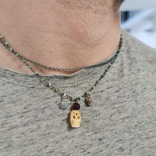 CAN10B Colgante Plata de Palo de plata, calavera, bronce unisex