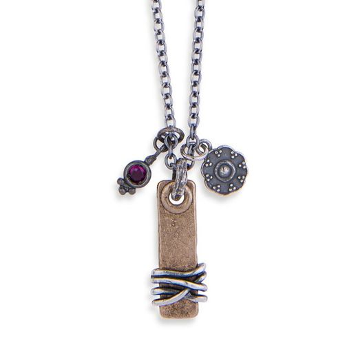 MN005B Colgante Plata de Palo hombre de bronce y plata de ley