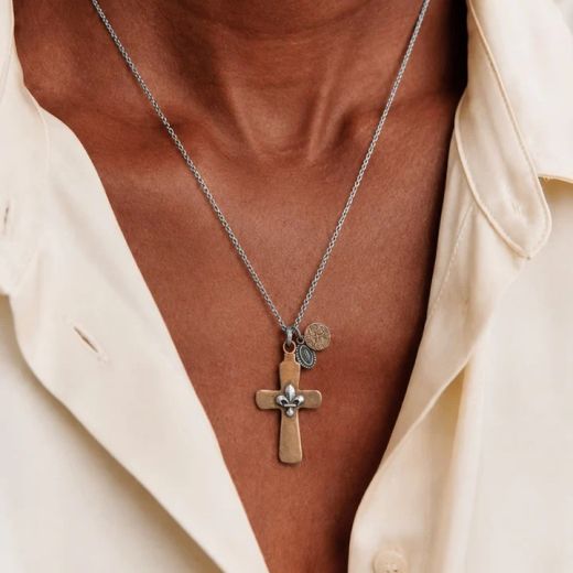 MN003X Collar PLATADEPALO Jorge de hombre Man con medalla de bronce