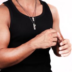 MN005A Colgante PLATADEPALO bolas de turquesa para hombre