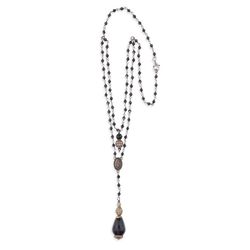 WN080X Colgante PLATADEPALO de mujer rosario ónix y bronce