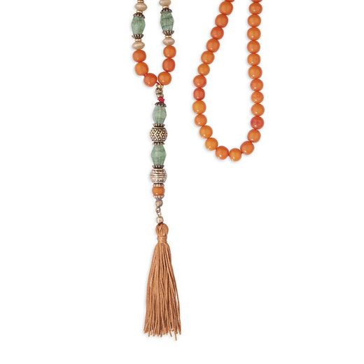 WN155X Collar Plata de Palo ACID de resina tonos naranja para mujer muy elegante