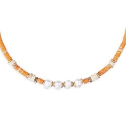 WN159O Collar PLATA DE PALO modelo CAROL de jaspe para mujer perlas resinas y bronce