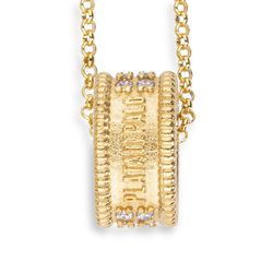 WN188G Collar Plata de Palo mujer chapado en oro con circonitas blancas, colgante con un brillo radiante y luminoso