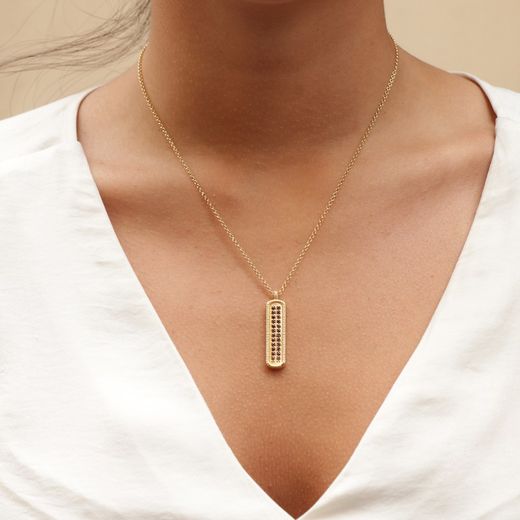 WN191G Collar Plata de Palo chapado en oro con circonitas marrones ideal para realzar cualquier conjunto con un toque de sofisticación