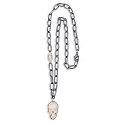SN028X Collar unisex Plata de Palo chapado de plata 925 con piezas de bronce y calavera de resina ha sido cuidadosamente diseñado para ofrecer una calidad excepcional y un estilo inigualable