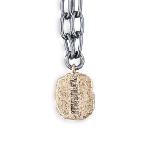 SN026X Collar Plata de Palo unisex chapado en plata de ley con piezas de bronce y calavera de resina estilo propio y moderno con un toque de rebeldía