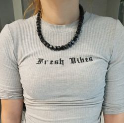 3659 Collar con cuadrados de ónix y detalles en plata de ley