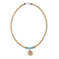 Collar Plata de Palo mujer de cuero cosido color camel Referencia:WN224X una pieza excepcional que combina artesanía meticulosa y detallista