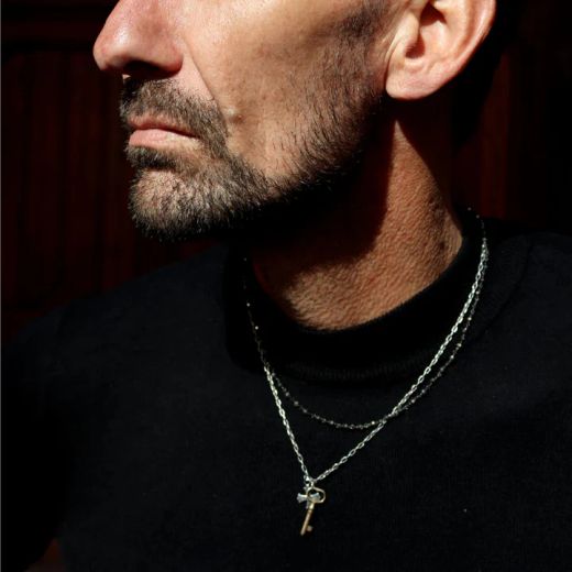 MN030X Collar Plata de Palo Hombre modelo Bab en plata de ley 925, bronce y circonitas