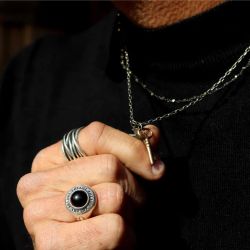 MN030X Collar Plata de Palo Hombre modelo Bab en plata de ley 925, bronce y circonitas