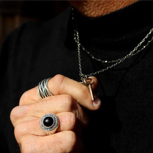 MN030X Collar Plata de Palo Hombre modelo Bab en plata de ley 925, bronce y circonitas