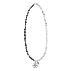 MN031X Collar Plata de Palo hombre Mazar de Plata 925, perlas de agua dulce y hematites