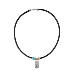 MN021X Collar Marin Plata de Palo de hombre en cuero, plata 925 y bronce elaborado a mano