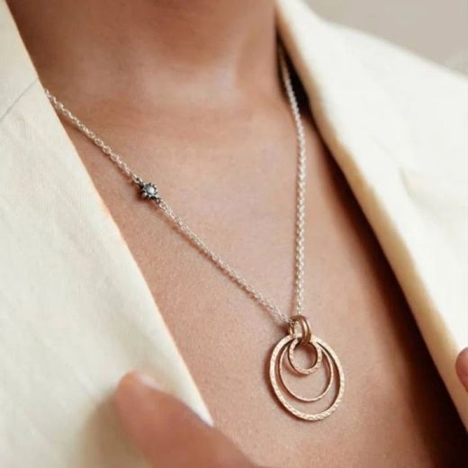 WN305X Collar Plata de Palo Mujer Bantayan, Collar de Cadena de Plata 925 y Aros de Bronce Estilo elegante, ligero y contemporáneo