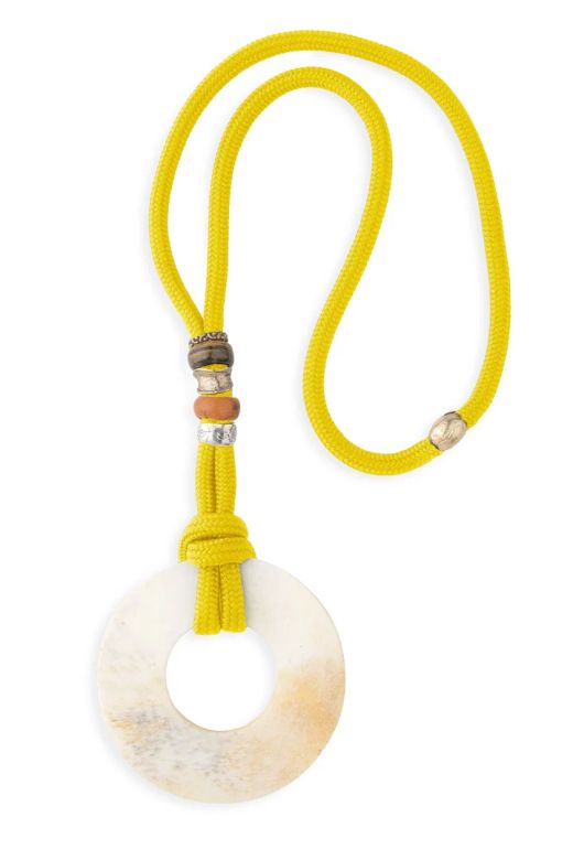 Collar Plata de Palo Mujer Cala Comte Collar Mujer Comte | Collar de Nylon con Hueso, Plata 925 y Bronce | Colección Marés