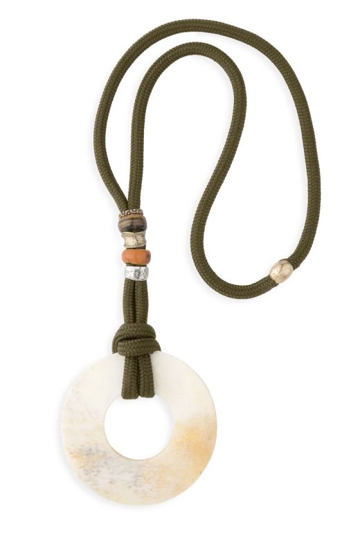 Collar Plata de Palo Mujer Cala Comte Collar Mujer Comte | Collar de Nylon con Hueso, Plata 925 y Bronce | Colección Marés