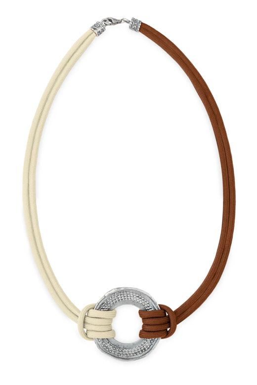 Collar Plata de Palo Mujer Cala Macarella Collar Mujer Macarella | Collar de Nylon y Bronce Bañado en Plata | Colección Marés