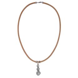 WN254X Collar PLATA DE PALO mujer de cuero modelo Yugen con colgante de tres espirales en plata de 1ª ley  925