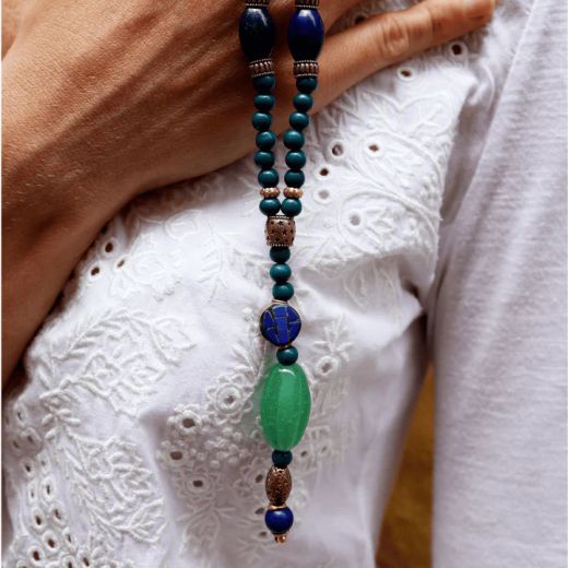 Collar PLATA DE PALO de mujer colección Galatea piedras azules y bronce una joya versátil