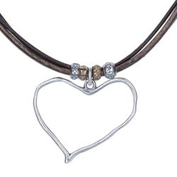 WN246A Collar PLATA DE PALO de Mujer colección Zoco adornado con corazón de plata 925