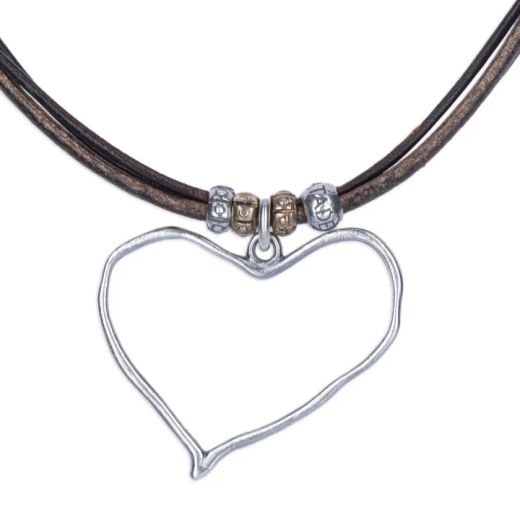 WN246A Collar PLATA DE PALO de Mujer colección Zoco adornado con corazón de plata 925