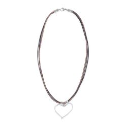 WN246A Collar PLATA DE PALO de Mujer colección Zoco adornado con corazón de plata 925