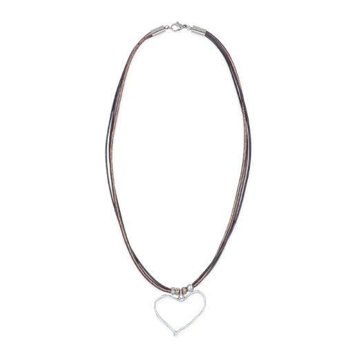 WN246A Collar PLATA DE PALO de Mujer colección Zoco adornado con corazón de plata 925