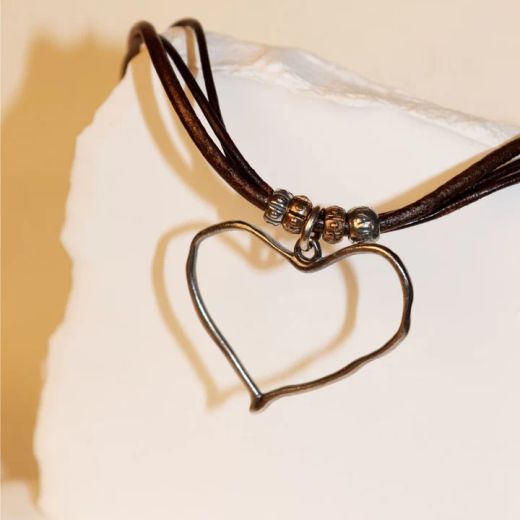 WN246A Collar PLATA DE PALO de Mujer colección Zoco adornado con corazón de plata 925