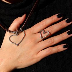WN246A Collar PLATA DE PALO de Mujer colección Zoco adornado con corazón de plata 925