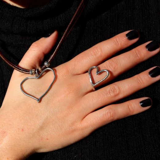WN246A Collar PLATA DE PALO de Mujer colección Zoco adornado con corazón de plata 925