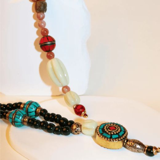 Collar PLATA DE PALO de mujer colección Lavinia rústico y atemporal con turquesas